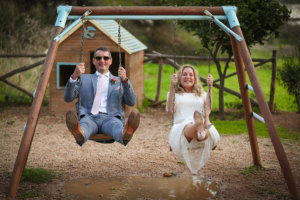 Pic: Just married - on kids swings